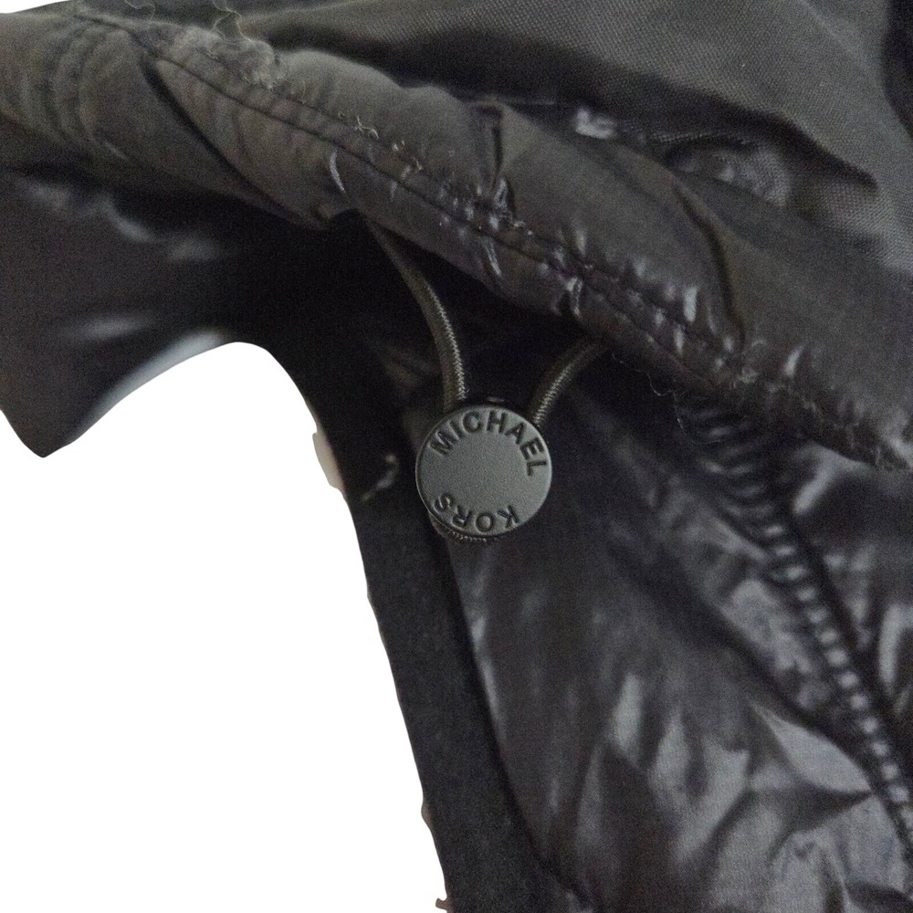Michael Michael Kors Womens Black Quilted Puffer Vest Removable Hood  L Fall - Picture 5 of 11
